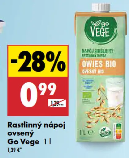 Go Vege Rastlinný nápoj ovsený