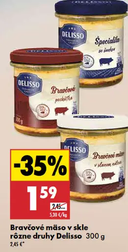 Delisso Bravčové mäso v skle rôzne druhy