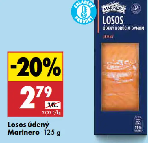 Marinero losos údený horúcim dymom jemný