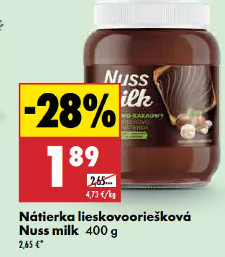 Nuss milk nátierka lieskovo‑oriešková