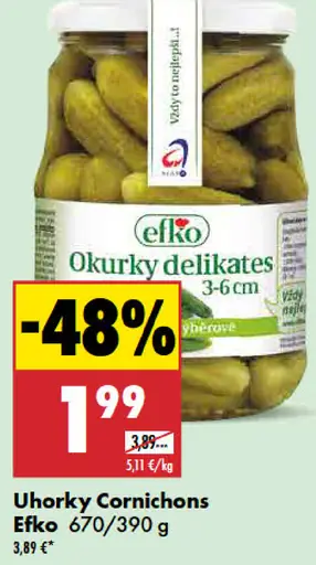 Efko uhorky Cornichons delikates