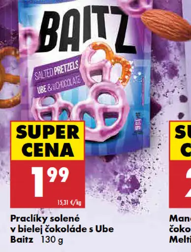 Baitz praclíky solené v bielej čokoláde s Ube