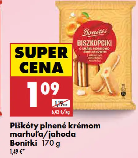 Bonitki piškóty plnené krémom marhuľa/jahoda