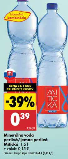 Mitrická Minerálna voda jemne perlivá/perlivá
