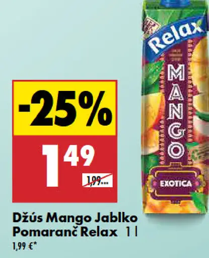 Relax Džús Mango Jablko Pomaranč
