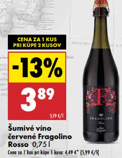 Fragolino Rosso šumivé víno červené
