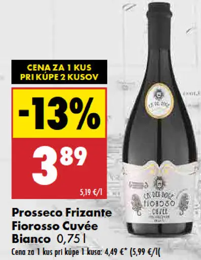 Fiorosso Cuvée Bianco Prosecco Frizzante šumivé víno biele