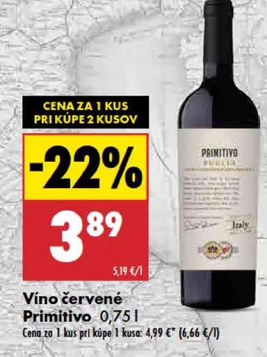 Primitivo víno červené