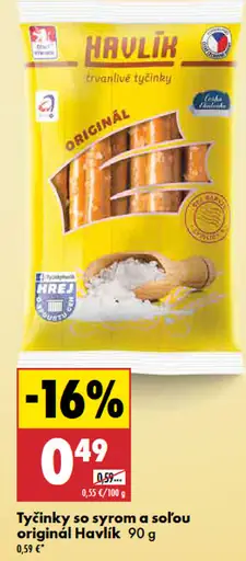 Havlik Tyčinky so syrom a soľou originál