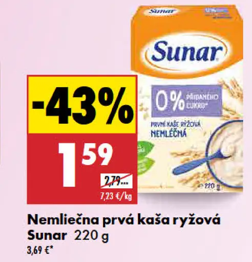 Sunar Nemliečna prvá kaša ryžová