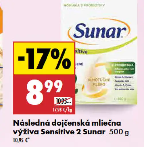 Sunar následná dojčenská mliečna výživa Sensitive 2