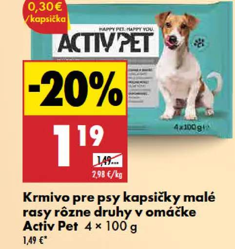 Activ Pet krmivo pre psy kapsičky malé rasy rôzne druhy v omáčke