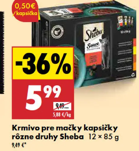 Sheba krmivo pre mačky kapsičky rôzne druhy