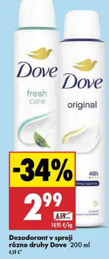 Dove dezodorant v spreji rôzne druhy