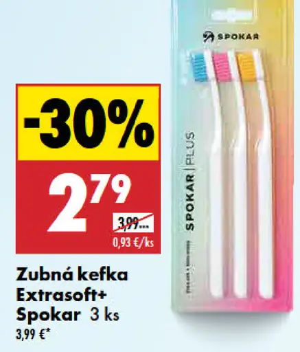 Spokar zubná kefka Extrasoft+ 3 ks