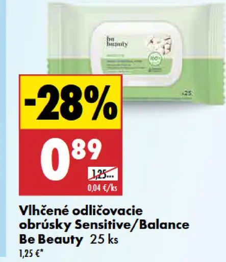 Be Beauty Vlhčené odličovacie obrúsky Sensitive/Balance