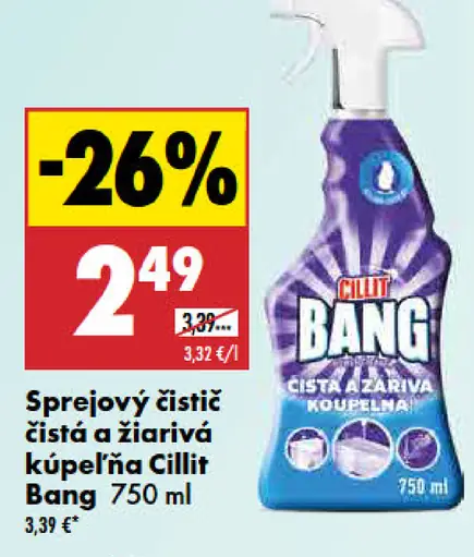 Cillit Bang sprejový čistič čistič a žiarivá kúpeľňa