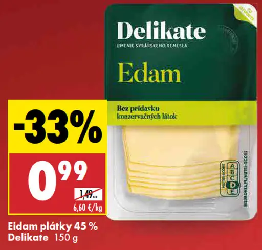 Delikate Eidam plátky 45%