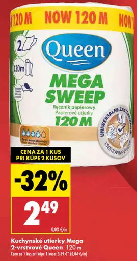 Queen Kuchynské utierky 2-vrstvové Mega