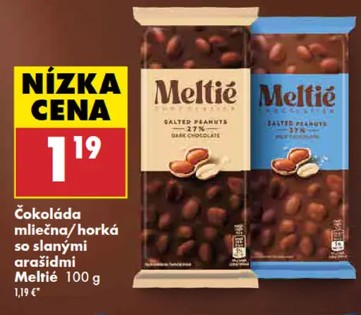 Meltíe čokoláda mliečna alebo horká so slanými arašidmi