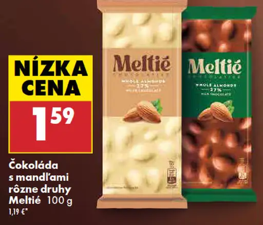 Meltíe čokoláda s mandľami rôzne druhy