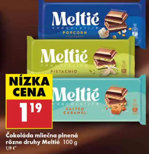 Meltíe čokoláda mliečna plnená rôzne druhy