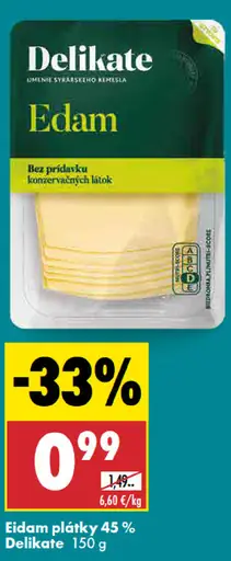 Delikate Eidam plátky 45 % syr