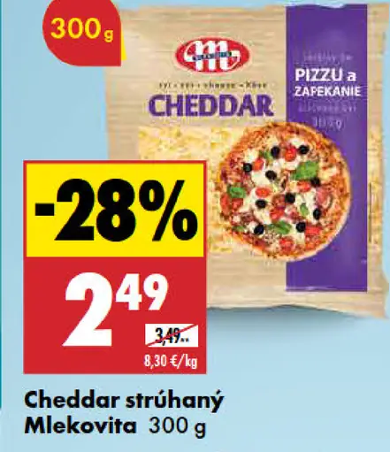Mlekovita syr Cheddar strúhaný