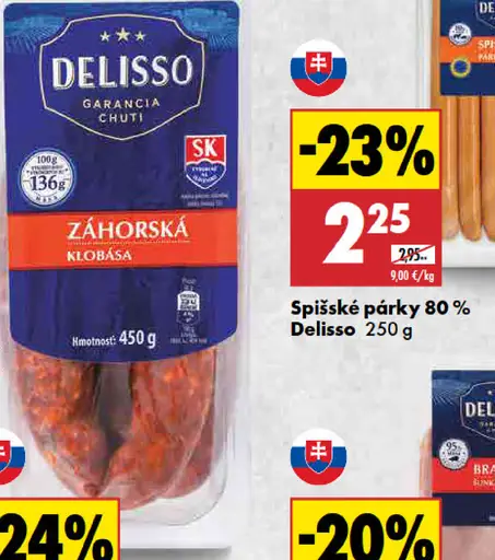 Delisso Spišské párky 80 %