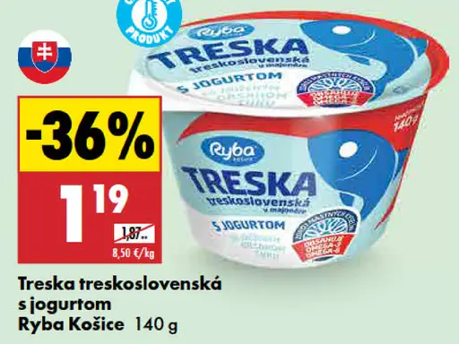 Ryba Košice treska treskoslovenská s jogurtom