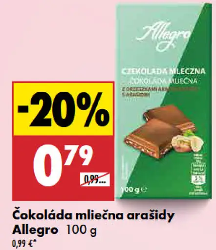 Allegro čokoláda mliečna s arašidmi
