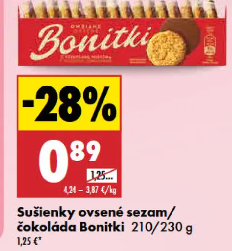 Bonitki Sušienky ovsené mliečna čokoláda/sezam