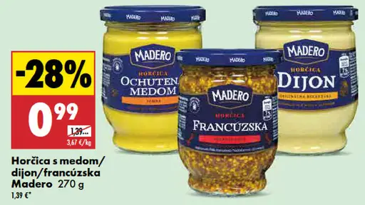 Madero horčica ochutená medom