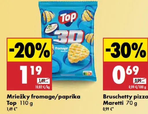 Top mriežky fromage / paprika slané snacky