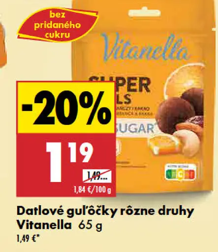 Vitanella datľové guľôčky rôzne druhy