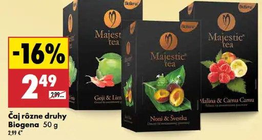 Biogena Čaj rôzne druhy