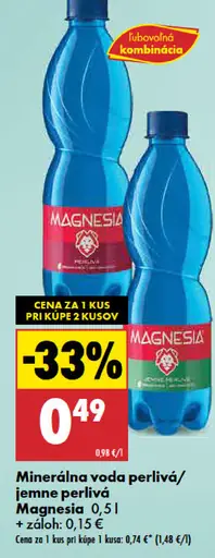 Minerálna voda jemná/perlivá Magnesia