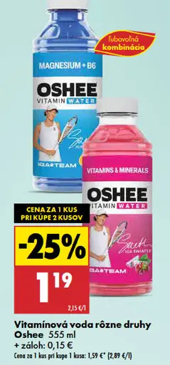 Oshee vitamin water magnézium + B6