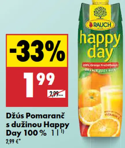 Džús pomaranč s dužinou Happy Day 100%