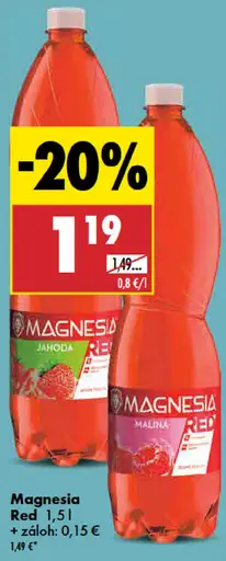 Magnesia Red jahoda alebo malina nealkoholický nápoj