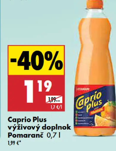 Caprio Plus výživový doplnok pomarančový nápoj