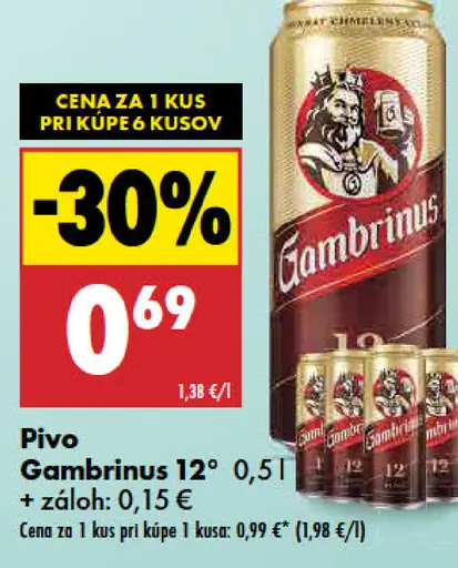 Gambrinus pivo 12° plechovka