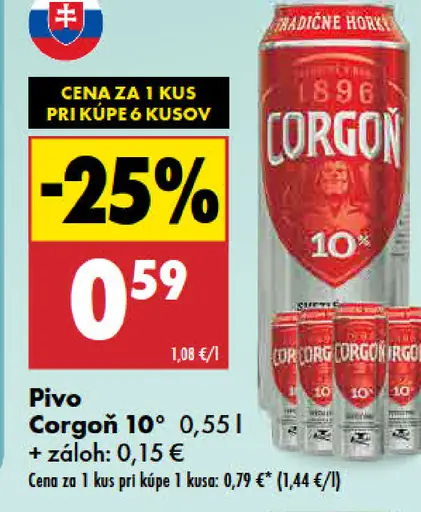 Corgoň 10° pivo plechovka