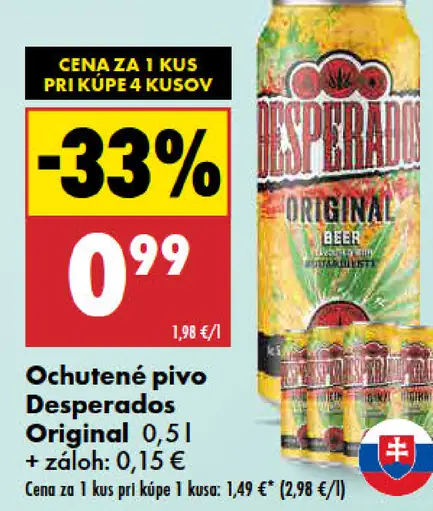 Desperados Original pivo plechovka