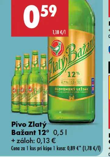 Zlatý Bažant 12° slovenský ležiak plechovka