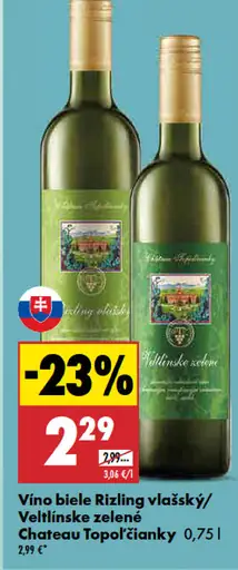 Vino biele Rizling vlašský / Veltlínske zelené Chateau Topoľčianky
