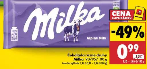 Čokoláda rôzne druhy Milka