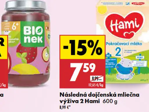 Hami Následná dojčenská mliečna výživa 2