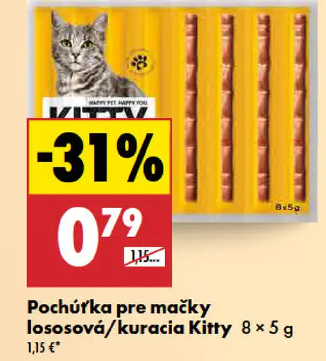 Kitty pochúťka pre mačky Lososová/Kuracia