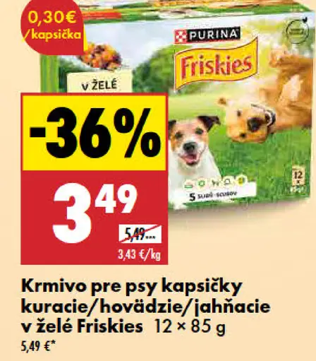 Friskies Krmivo pre psy kapsičky kuracie/hovädzie/jahňacie v želé